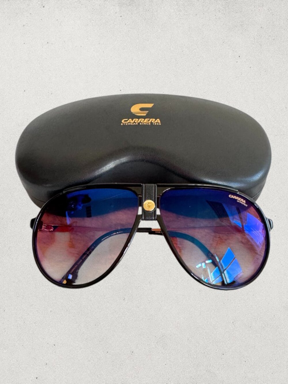Carrera Black and Gold Sunglasses with Case P0263
